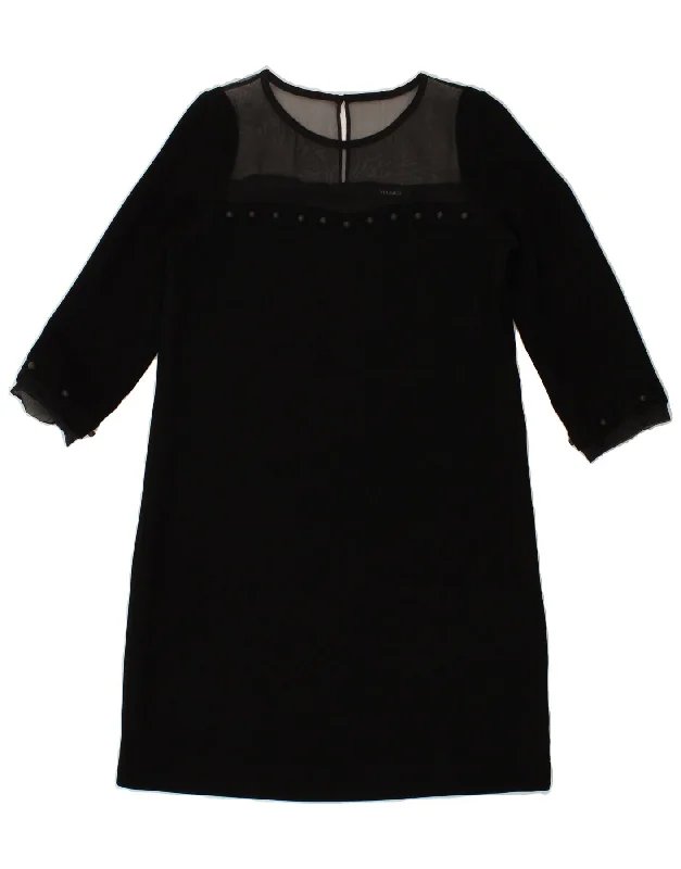 MAX & CO. Womens 3/4 Sleeve Shift Dress UK 12 Medium Black Polyester