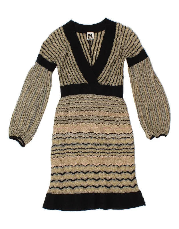 MISSONI Womens Long Sleeve Jumper Dress UK 6 XS Grey Striped