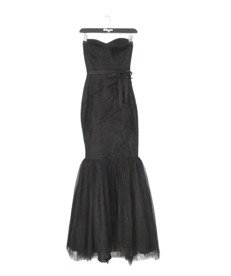 MONIQUE LHUILLIER BRIDESMAIDS BLACK STRAPLESS FISHTAIL DRESS UK 4 US 0