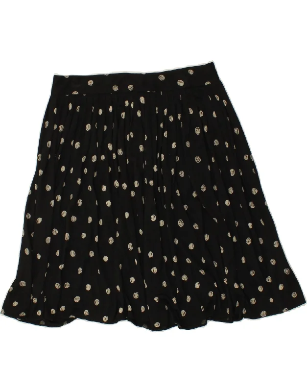 MOSCHINO Womens A-Line Skirt UK 10 Small W27 Black Polka Dot Silk