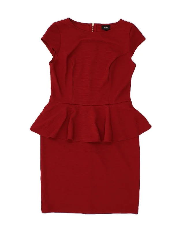 MOSSIMO Womens Peplum Dress UK 12 Medium Red Polyester