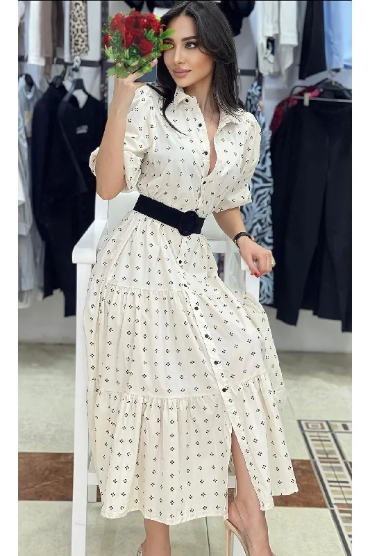 Poplin Fabric Padded Full Pattern Dress Long Dress Dress REF : mn1231m3mt83