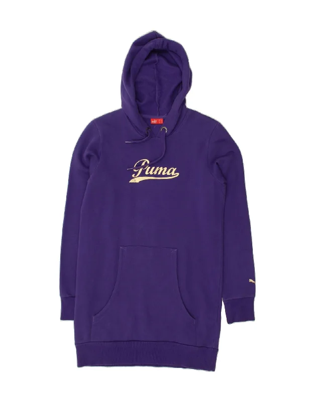 PUMA Womens Graphic Sweatshirt Hoodie Dress UK 12 Medium  Purple Cotton