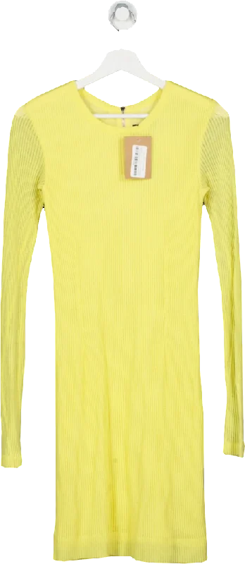 Rag & Bone Yellow Cotton Rib Knit Long Sleeve Dress UK XS