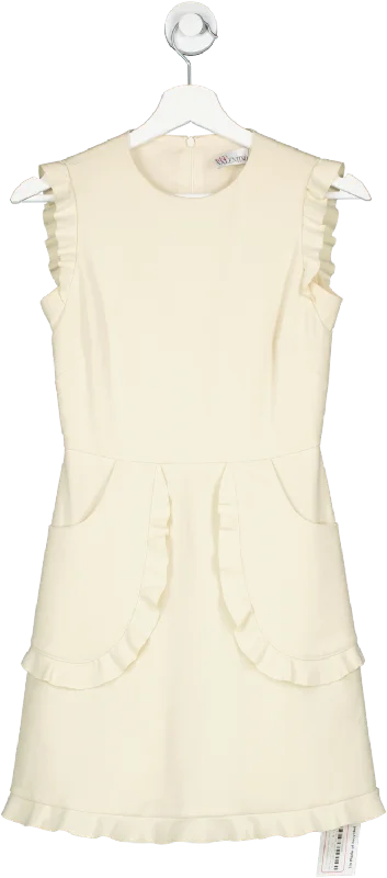 Red Valentino Cream Frill Edge Pocket Detail Mini Dress UK 8