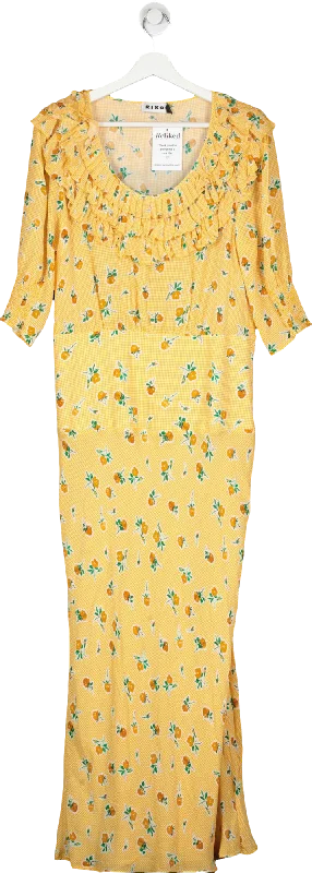 Rixo Yellow Belle Floral Silk-blend Maxi Dress UK L