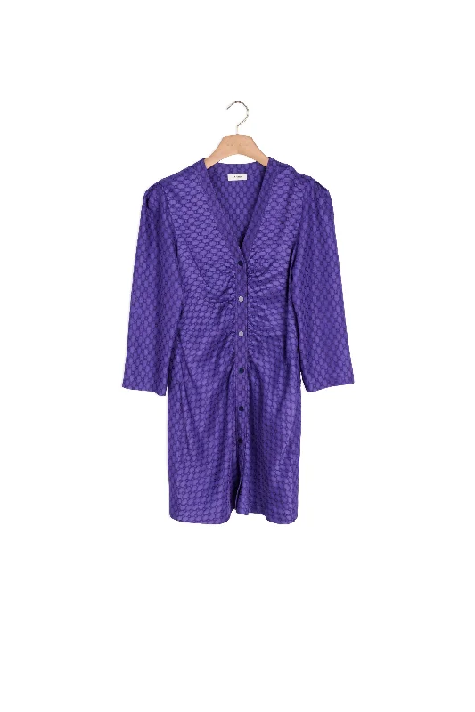 Robe courte froncé jacquard à motifs