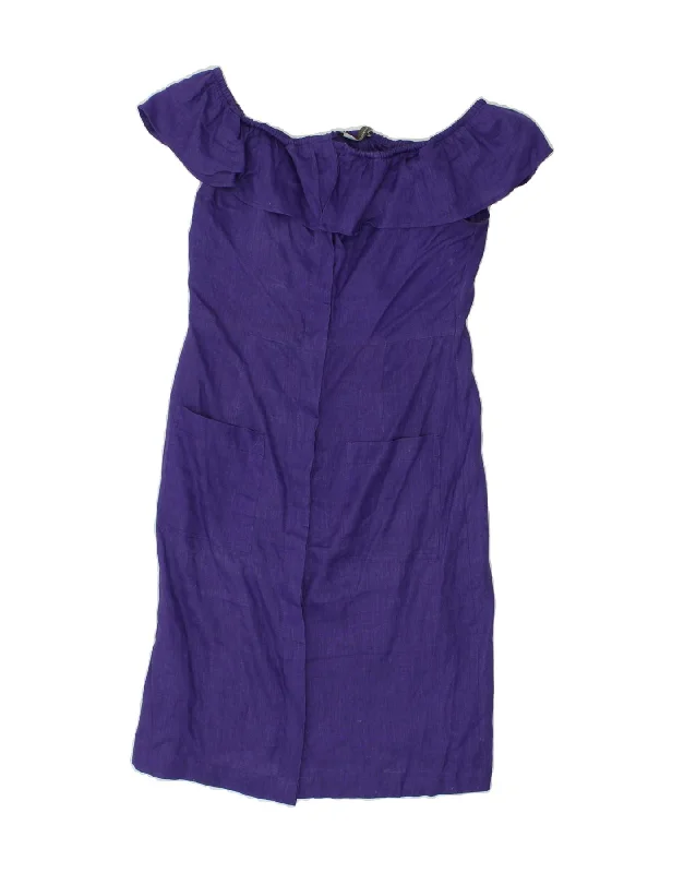 SANDRO FERRONE Womens Off Shoulder Dress IT 44 Medium Purple Linen