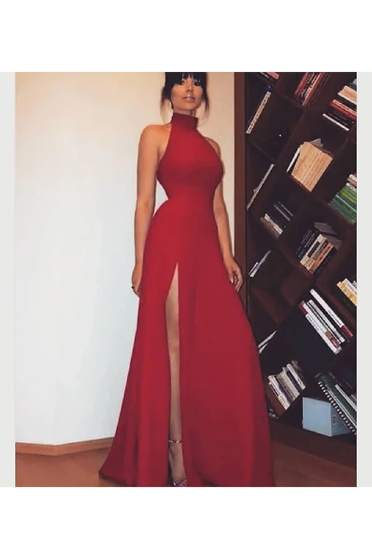 Slit Maxi RED Dress  REF : drs0555