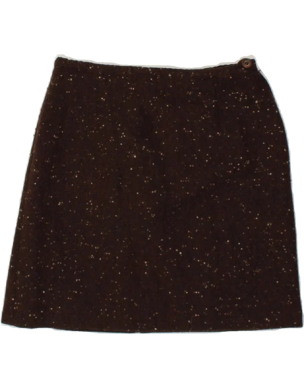 STEFANEL Womens Mini Skirt IT 42 Medium W28  Brown Flecked Wool