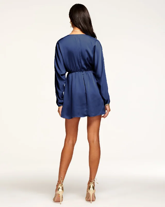 Tanya V Neck Mini Dress - Spring Navy