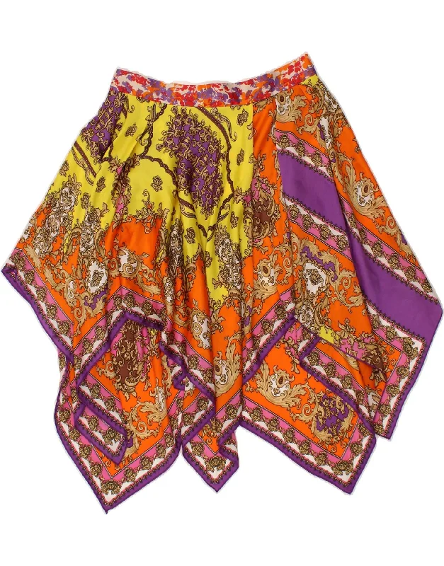 TREND Womens Asymmetrical Skirt EU 42 Large W32 Multicoloured Paisley