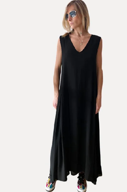 V Neck Dress - Black