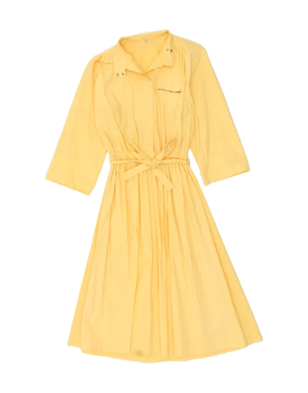 VINTAGE Womens A-Line Dress IT 40 Small Yellow