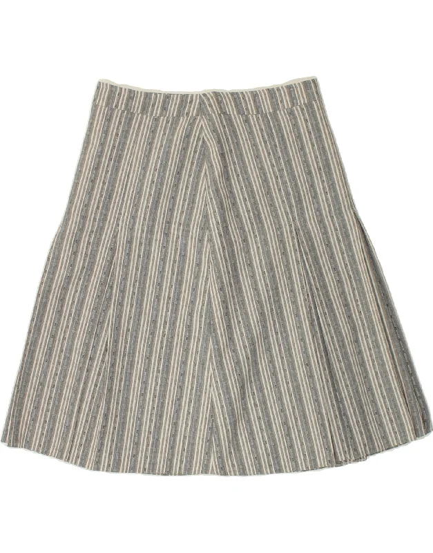 VINTAGE Womens A-Line Skirt EU 40 Medium W32 Grey Striped