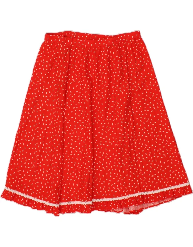 VINTAGE Womens A-Line Skirt IT 46 Large W34  Red Spotted Cotton