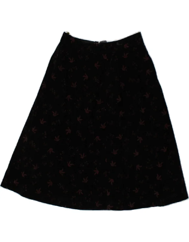 VINTAGE Womens A-Line Skirt W26 Small Black Animal Print Viscose