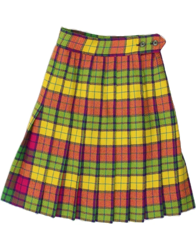 VINTAGE Womens Knife Pleated Skirt W24 XS Multicoloured Plaid