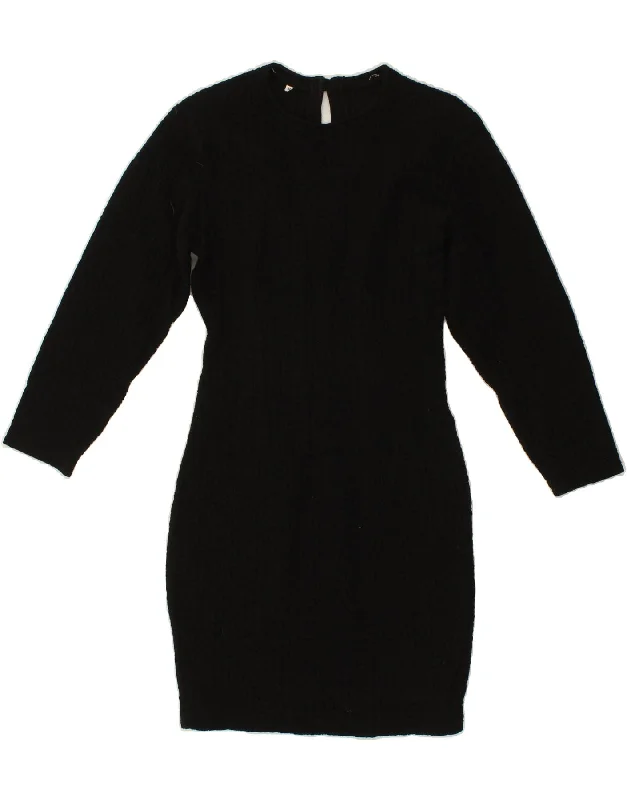 VINTAGE Womens Long Sleeve Jumper Dress IT 42 Medium Black