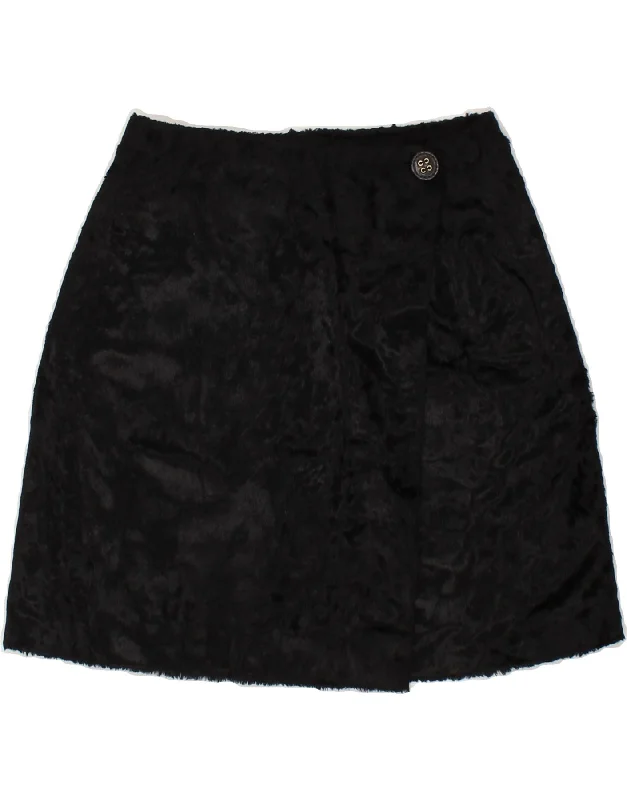 VINTAGE Womens Mini Skirt IT 44 Medium W24  Black Silk