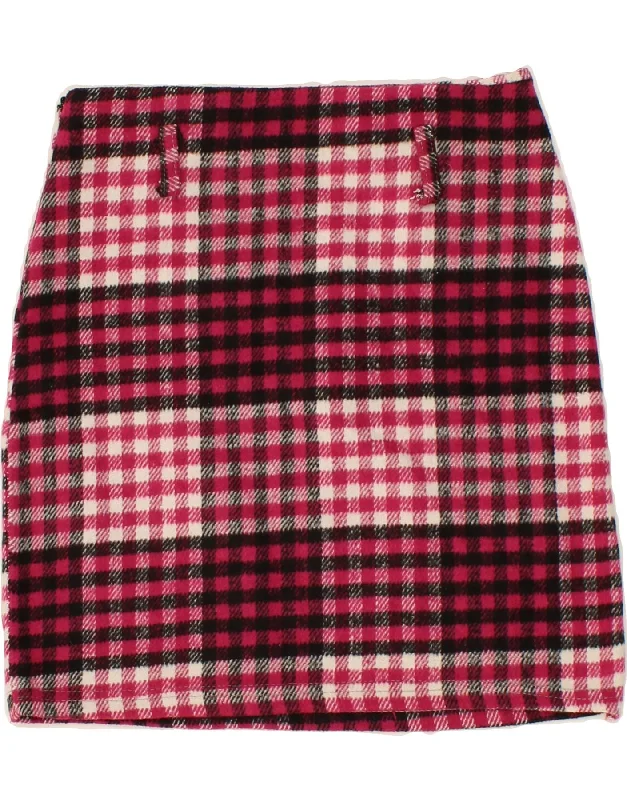 VINTAGE Womens Mini Skirt W27 Small Pink Check