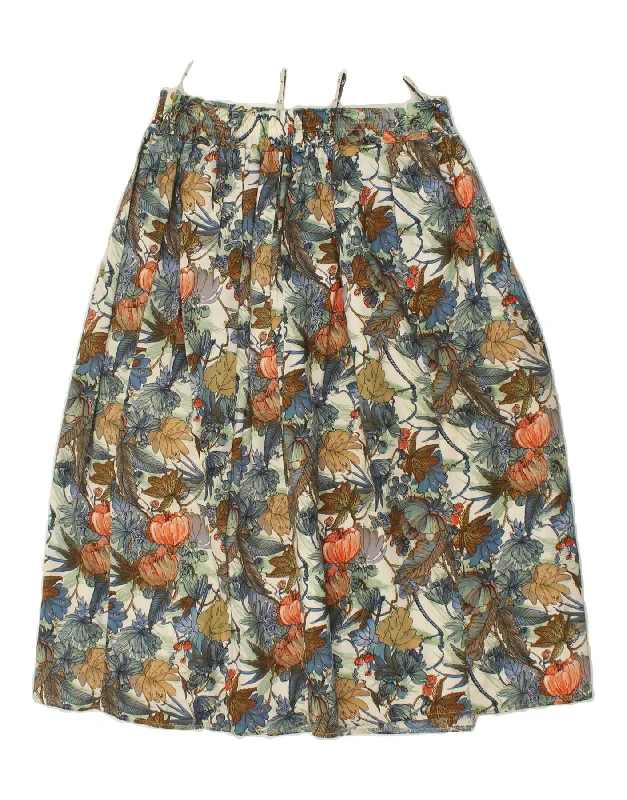 VINTAGE Womens Pleated A-Line Skirt IT 42 Medium W28  Multicoloured Floral