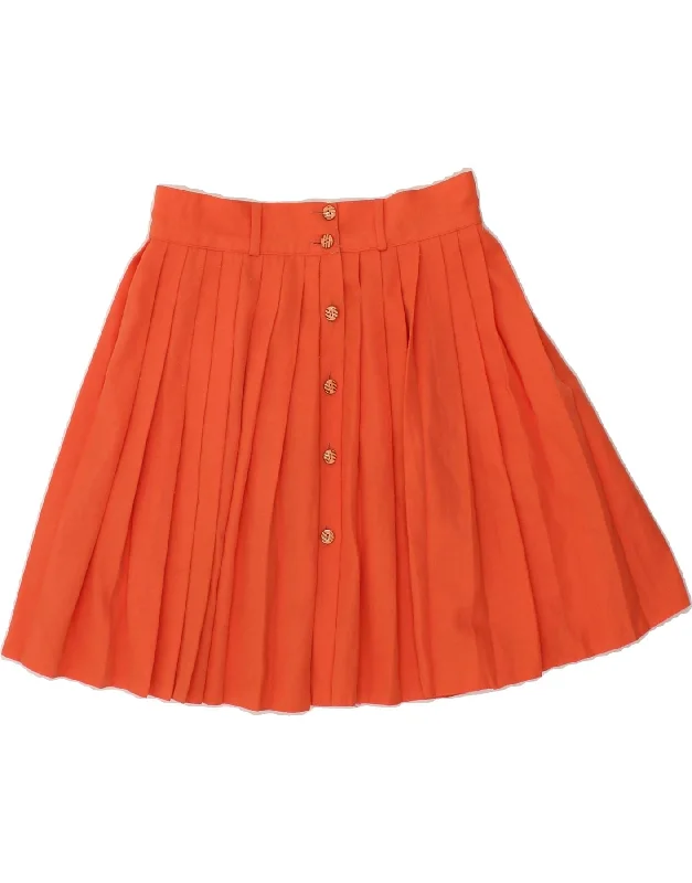 VINTAGE Womens Pleated Skirt EU 40 Medium W28  Orange