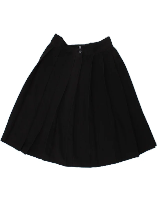 VINTAGE Womens Pleated Skirt W28 Medium Black