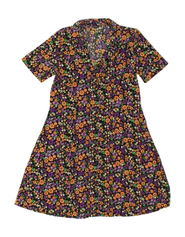 VINTAGE Womens Shirt Dress UK 12 Medium Multicoloured Floral Polyester