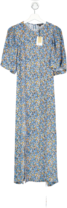 Whistles Blue Ditsy Bouquet Tallie Midi Dress UK 14