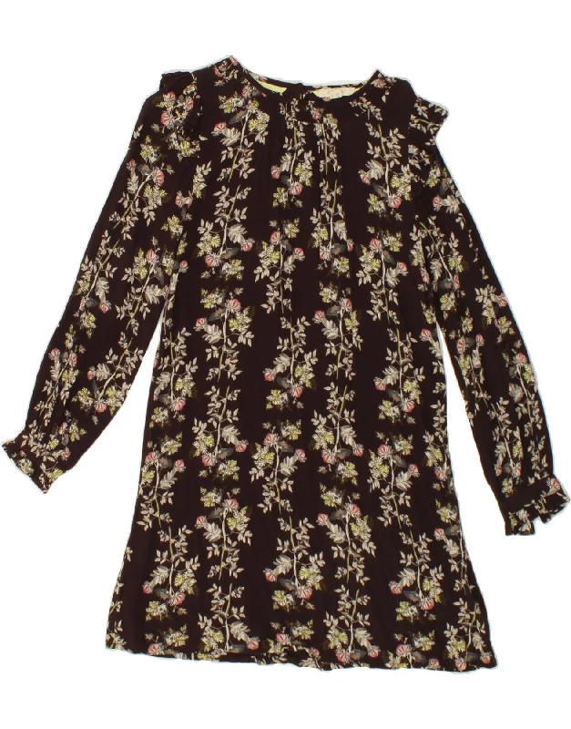 WHITE STUFF Womens Long Sleeve Basic Dress UK 10 Small Brown Floral