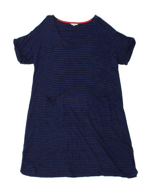 WHITE STUFF Womens T-Shirt Dress UK 16 Large Navy Blue Striped Cotton