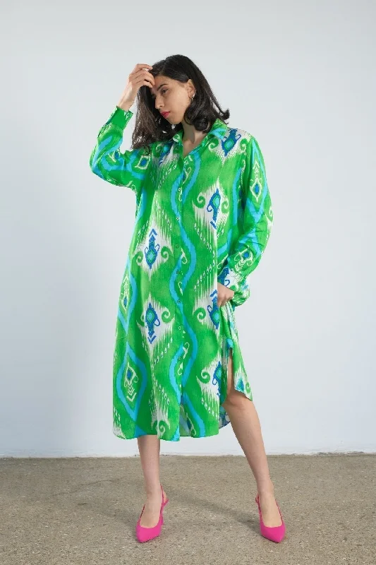 Women Paisley Pattern Shirt Summer Dress REF: ABR-003139