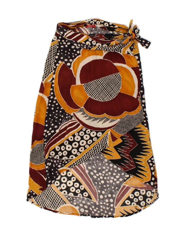 YAMAMAY Womens Abstract Pattern Wrap Skirt W26 Small Multicoloured