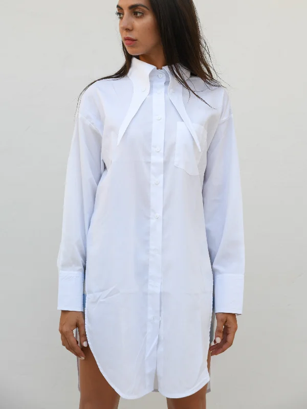 CHARLENE LONGLINE SHIRT- WHITE