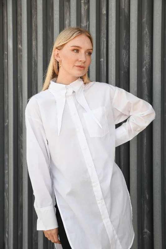 CHARLENE LONGLINE SHIRT- WHITE