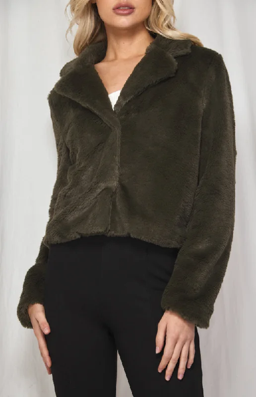 Cropped Faux Fur Jacket