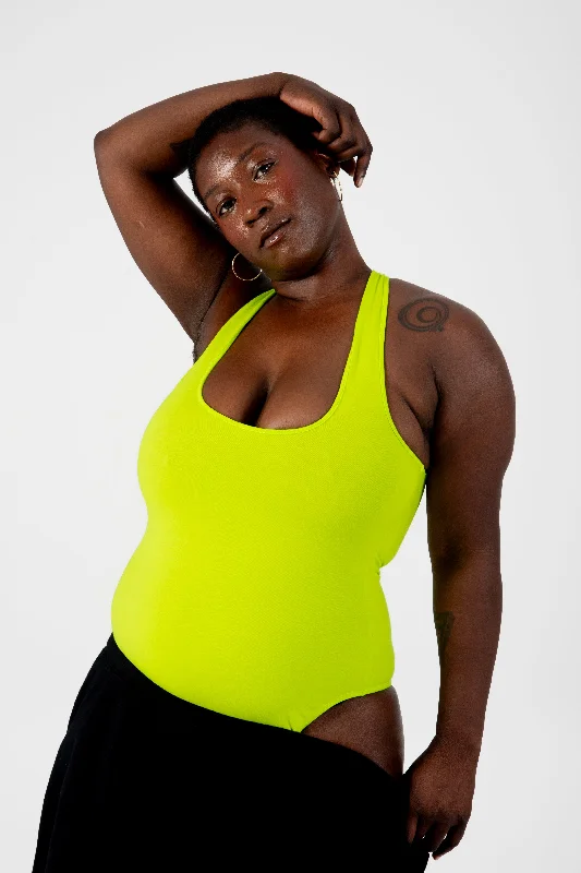 Cross Back Bodysuit in Lime