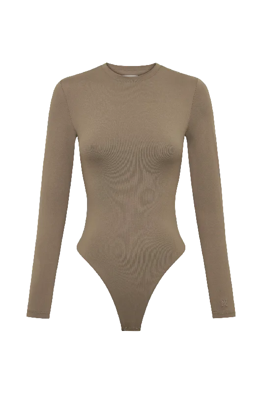 Delilah Long Sleeve Crew Neck Bodysuit - Coco