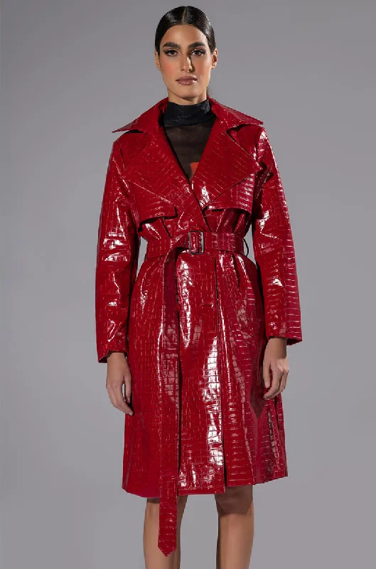 FEELING EXTRA BOSSY RED CROC TRENCH