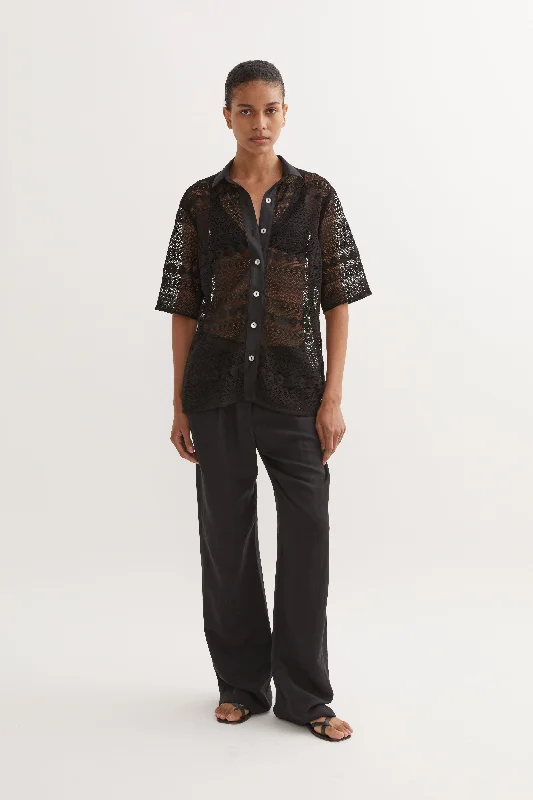 GIOVANNI LACE SHIRT - BLACK