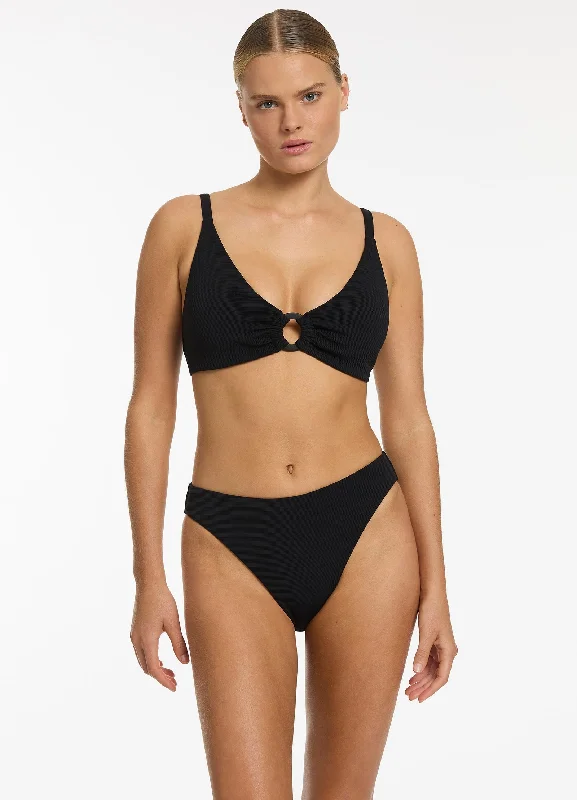 Isla Rib C-D Triangle Bikini Top - Black