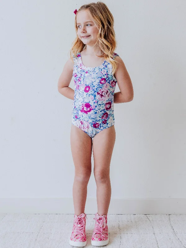 Lattice Back Leotard - Pastel Carnations