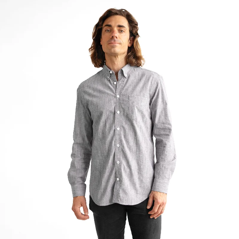 Men's Gray Stretch Service Chambray