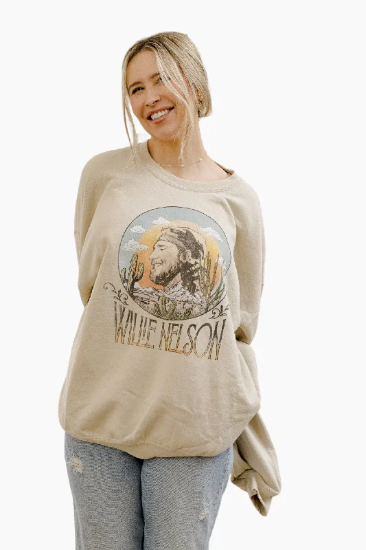 Livy Lu Willie Nelson In The Sky Off White Thrifted Sweatshirt