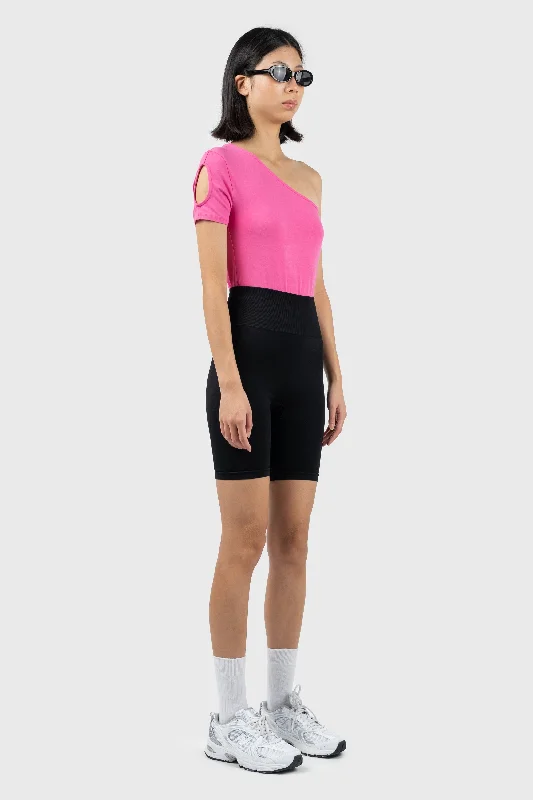 Asymmetric Short Sleeve Jersey Bodysuit