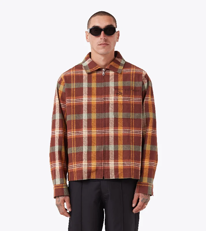 Plaid LS Overshirt Brown