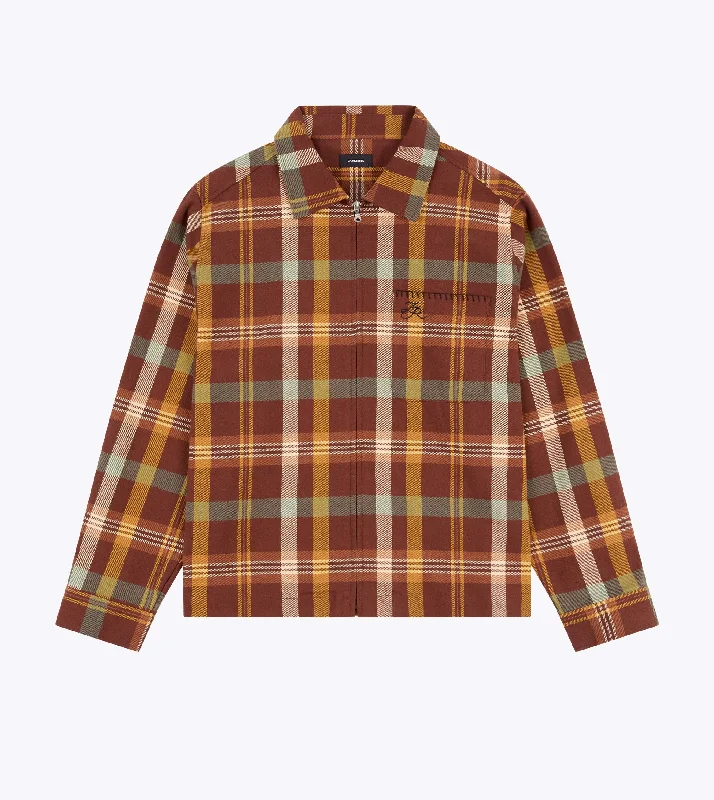 Plaid LS Overshirt Brown