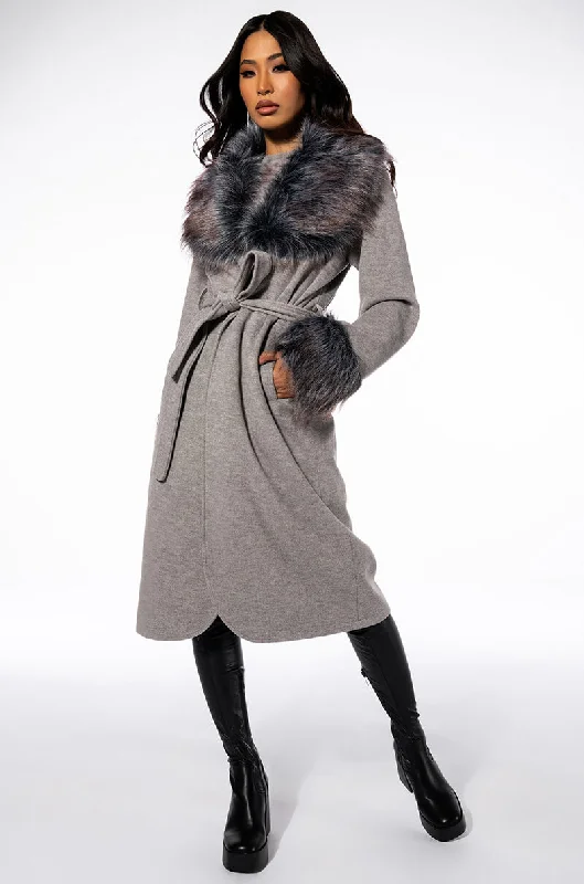 PRINCESS WOOL TRENCH WITH FAUX FUR TRIM