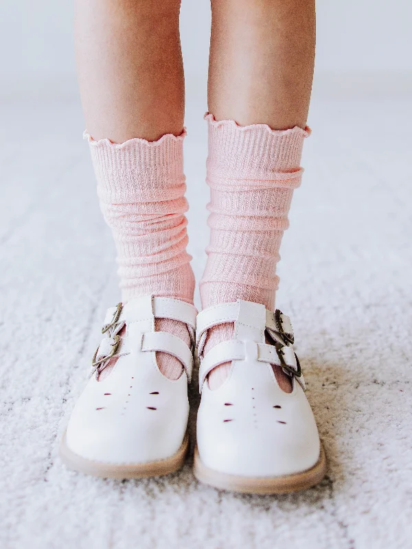 Ruffled Socks - Peach